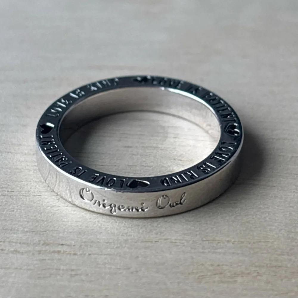 Origami Owl Love is Patient‎ Sentiments Ring Size 7 Stainless Steel Silver Tone